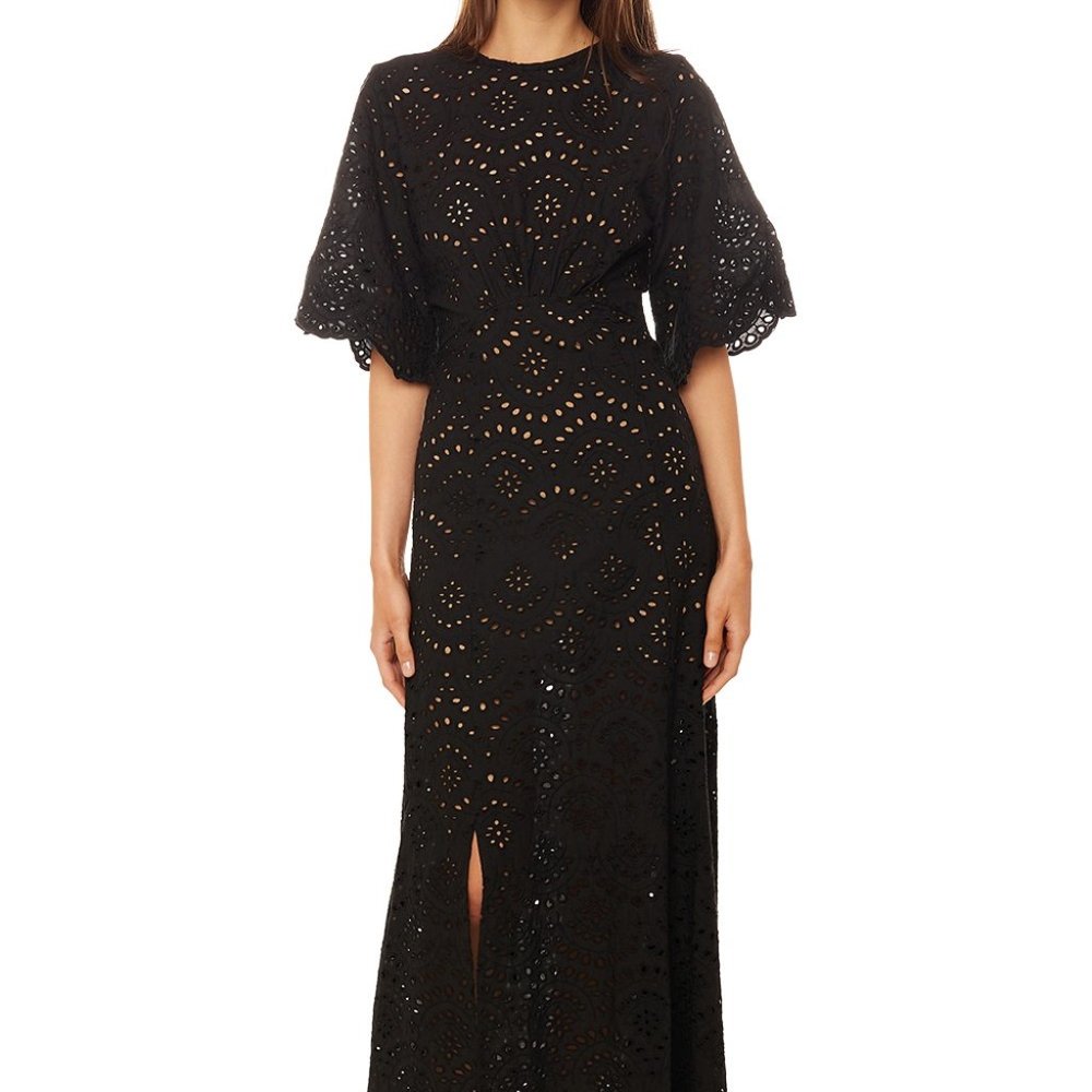 Natalie Martin Lily Midi Dress - Marrakech Full Embroidery Nero